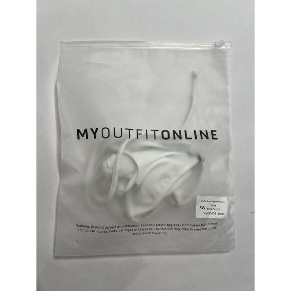 My Outfit Online Double Strap Triangle Bikini Top in White - Picture 1 of 5